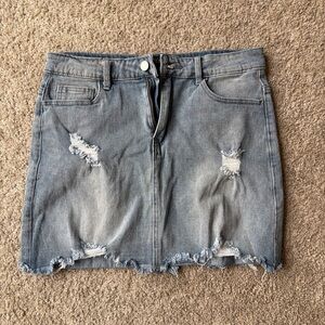 Distressed Denim Skirt